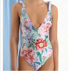 Zimmermann Bellitude Floral Tie Shoulder One Piece